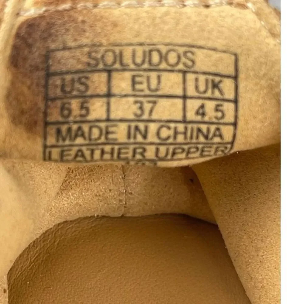 Soludos‎ Womens Tan Suede Espadrille Platform Wedge Sandals Size 6.5 EU 37